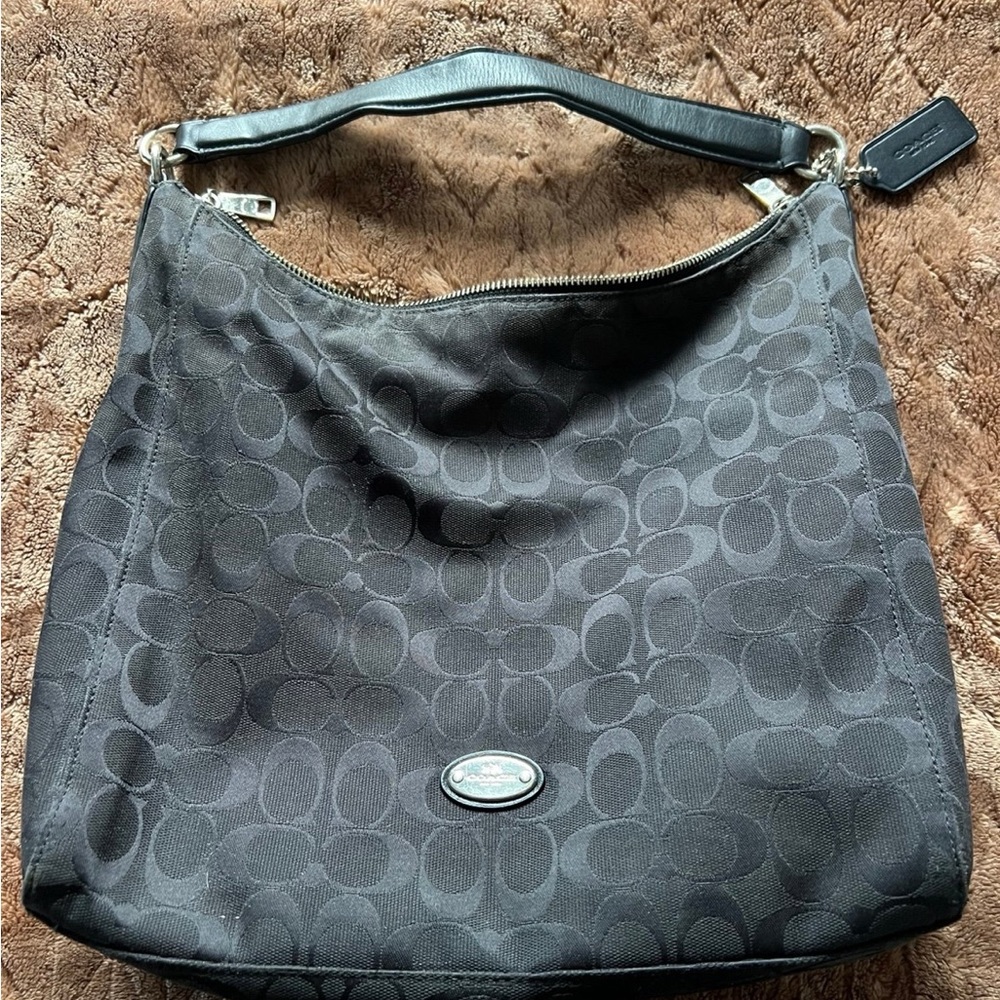 Coach Black Monogram Hobo Bag